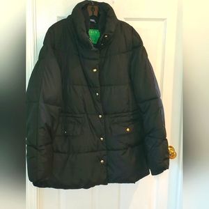 JCrew signature Puffer coat, black Large Tall with detachable hood